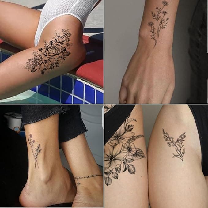 🌸 Gorgeous Floral Temporary Tattoos for Women! 🌸