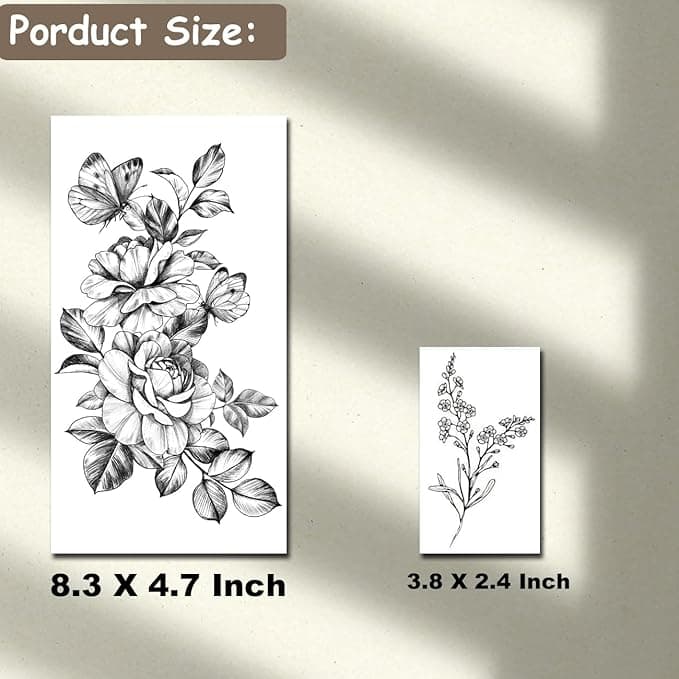 🌸 Gorgeous Floral Temporary Tattoos for Women! 🌸