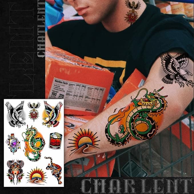 🔥 Vintage American Traditional Temporary Tattoos 🔥