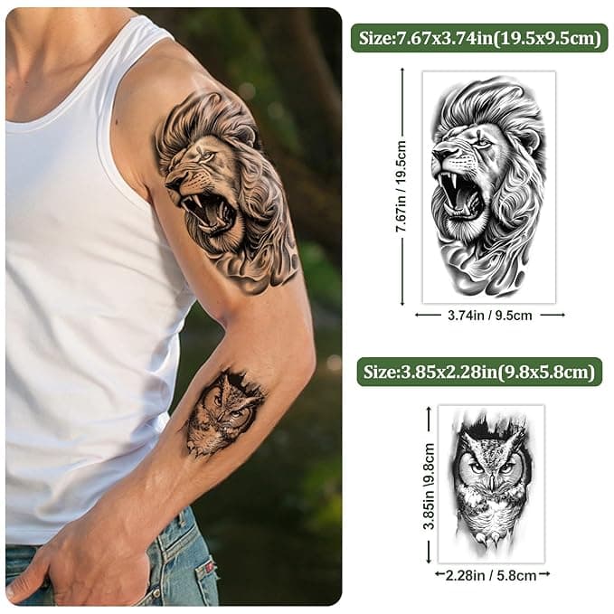 🔥Epic Traditional Tattoo Arm Temporary Tattoos!🐺🦁🐯🐻🐆🦅