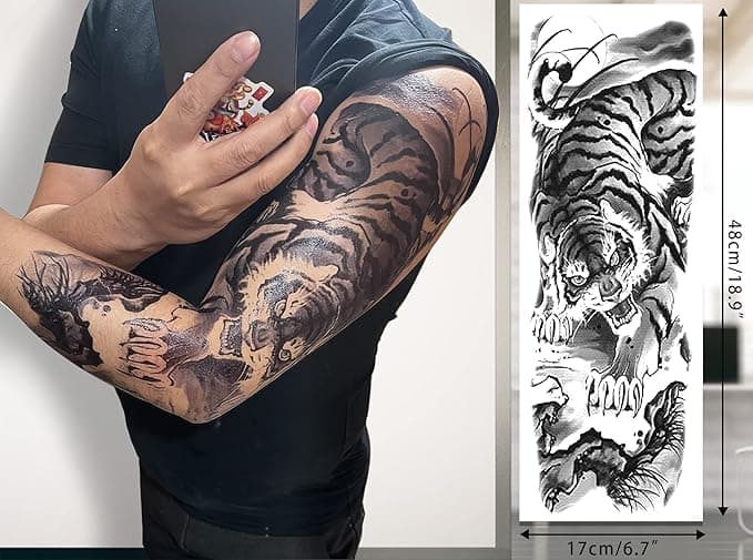 🔥 Spooky Halloween Temporary Tattoos! Full Arm Sleeves, Demons, Tigers, Dragons & More!