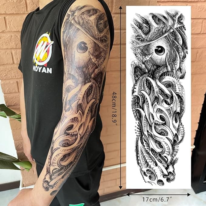 🔥 Spooky Halloween Temporary Tattoos! Full Arm Sleeves, Demons, Tigers, Dragons & More!
