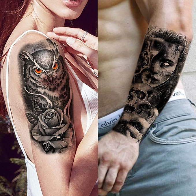 🔥Traditional Tattoo Arm Sleeves: 68 Sheets of Realistic Temporary Tattoos!🔥