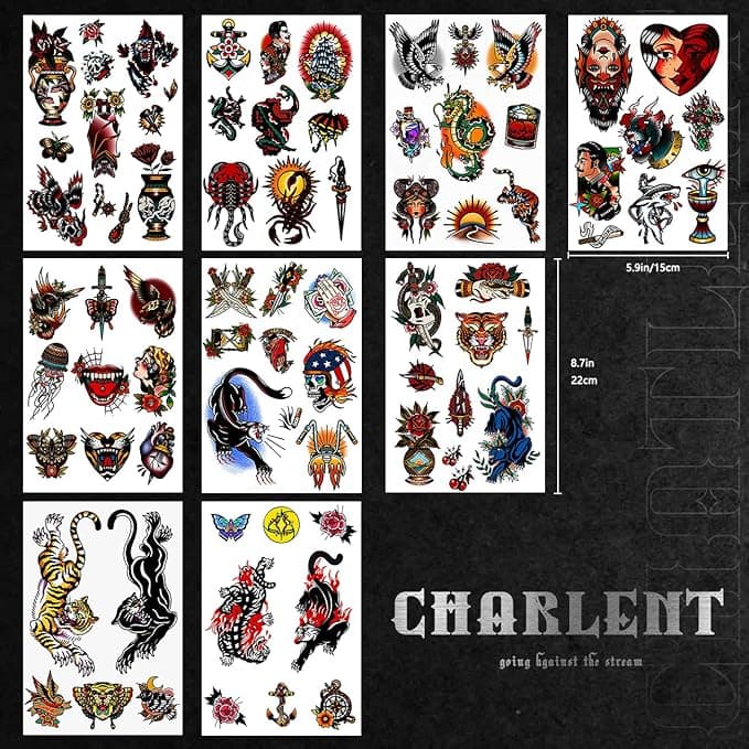 🔥 Vintage American Traditional Temporary Tattoos 🔥