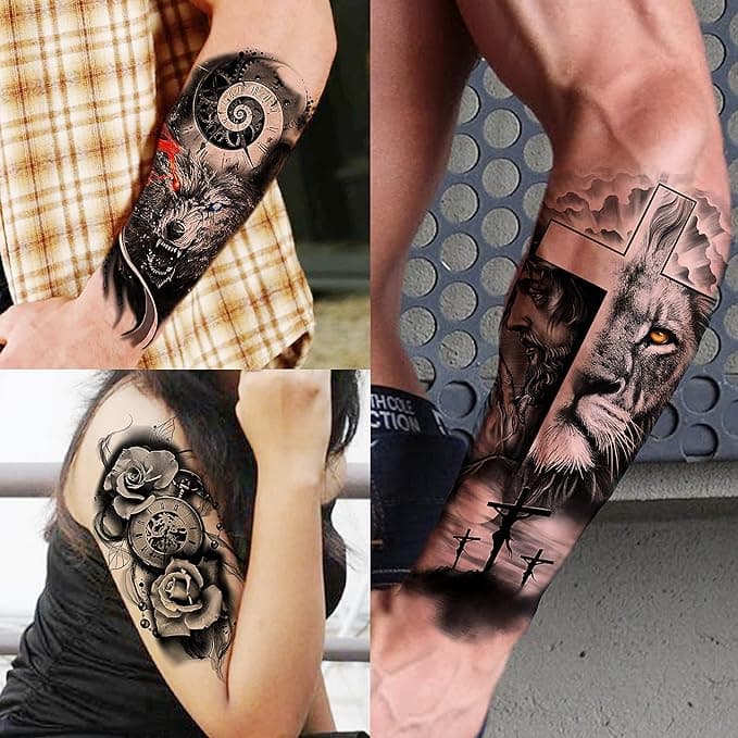 🔥Traditional Tattoo Arm Sleeves: 68 Sheets of Realistic Temporary Tattoos!🔥
