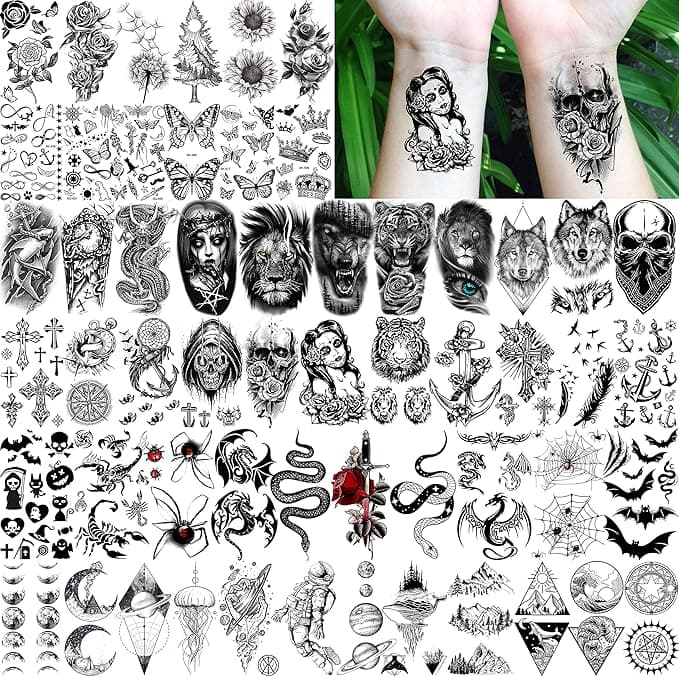 🔥Traditional Tattoo Arm Sleeves: 68 Sheets of Realistic Temporary Tattoos!🔥